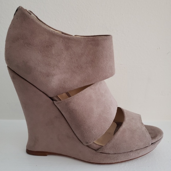 Alexandre Birman Shoes - Alexandre Birman Taupe Suede Leather Wedges 8